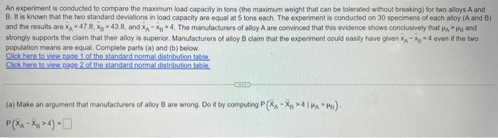 Solved An experiment is conducted to compare the maximum | Chegg.com