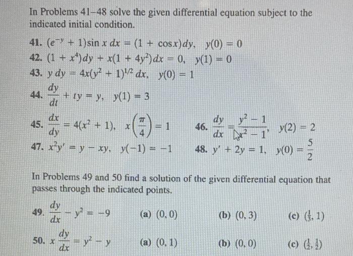 Solved In Problems 41-48 solve the given differential | Chegg.com