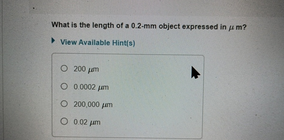 Solved What is the length of a 0.2-mm ﻿object expressed in | Chegg.com