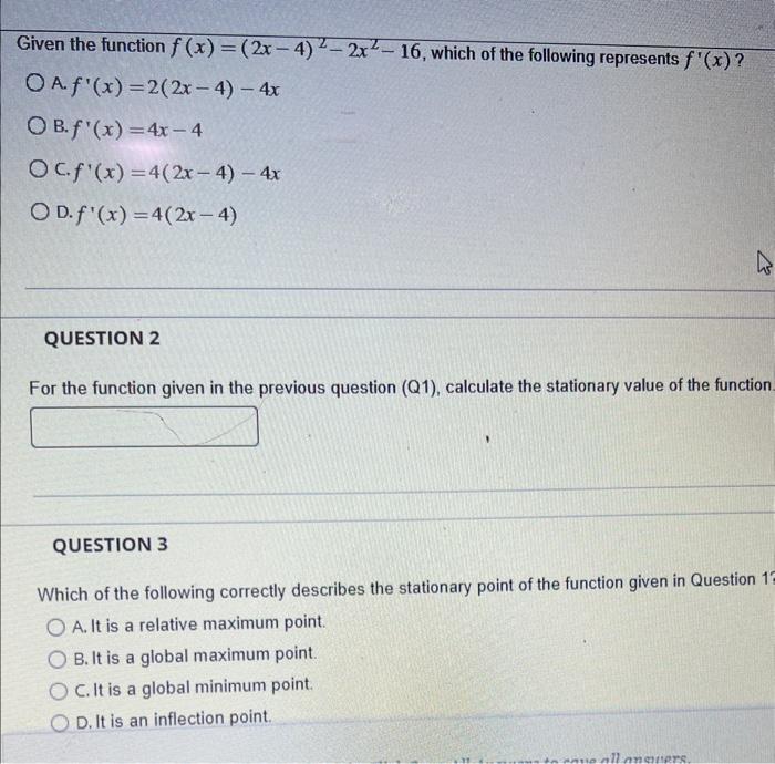 Solved Given The Function F X 2x−4 2−2x2−16 Which Of The