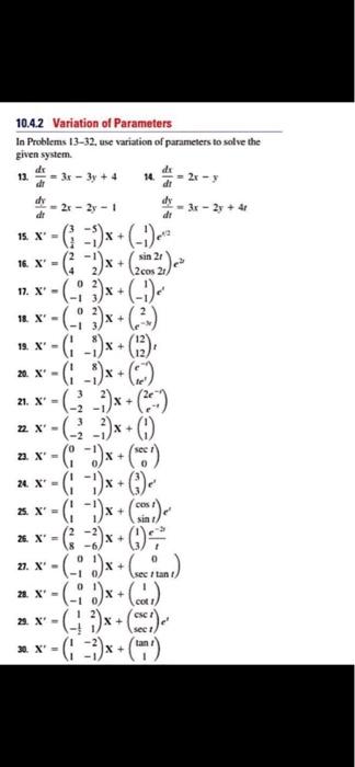 Solved 10.4.2 Variation of Parameters In Problems 13-32, use | Chegg.com