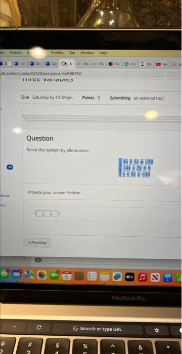 Solved Question Solve the system by elimination: Provide | Chegg.com
