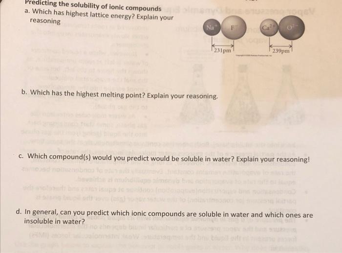 Solved Predicting The Solubility Of Ionic Compounds A Which Chegg Com