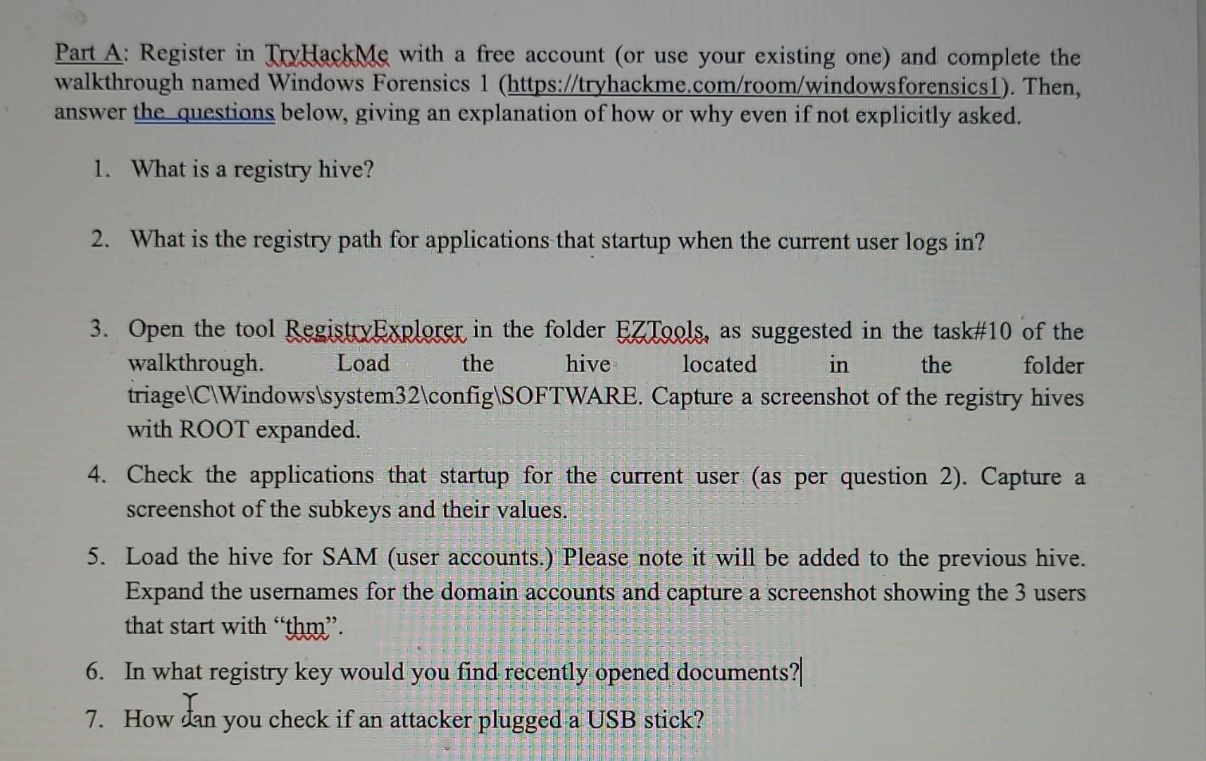 Part A: Register in TryHackMe with a free account (or | Chegg.com