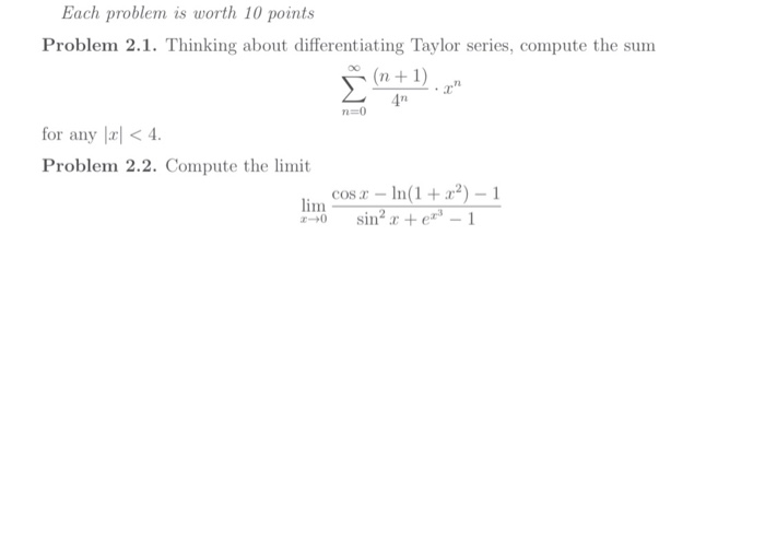 Solved Each problem is worth 10 points Problem 2.1. Thinking | Chegg.com