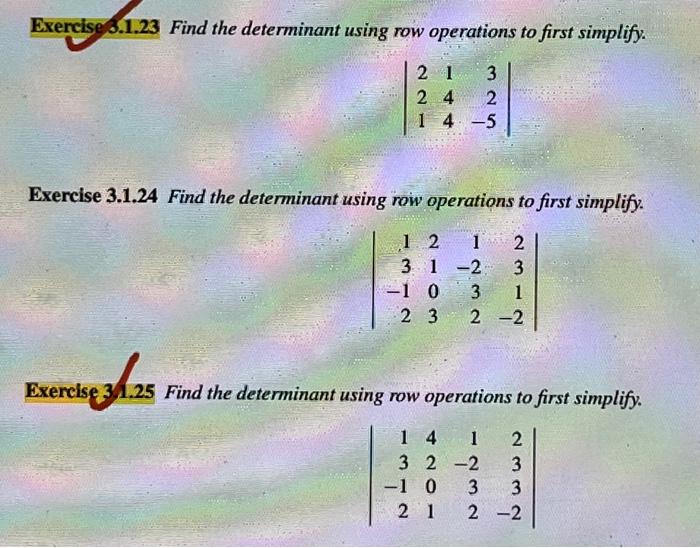 Solved Exercise 317 Compute the determinant by cofactor Chegg