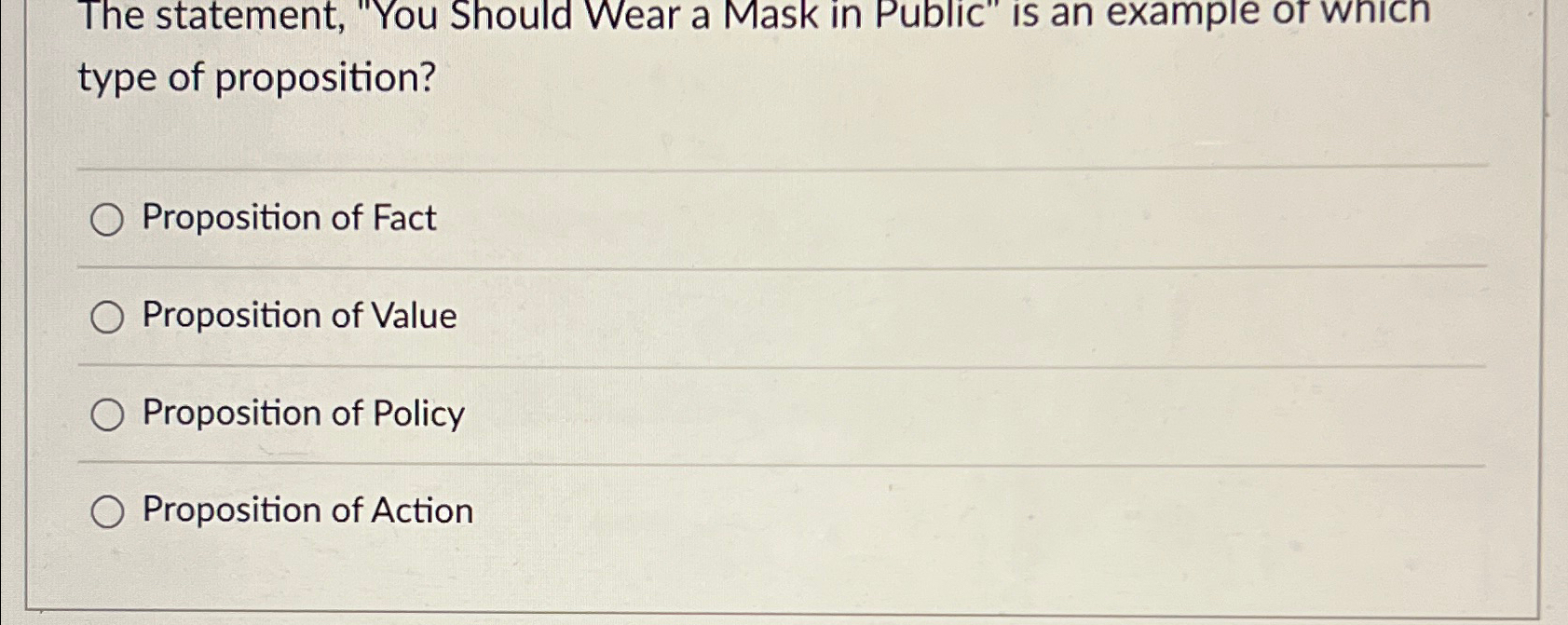 Solved The statement, "You Should Wear a Mask in Public" is