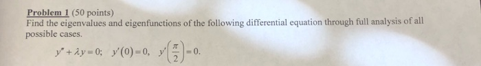 Solved Problem 1 (50 points) Find the eigenvalues and | Chegg.com