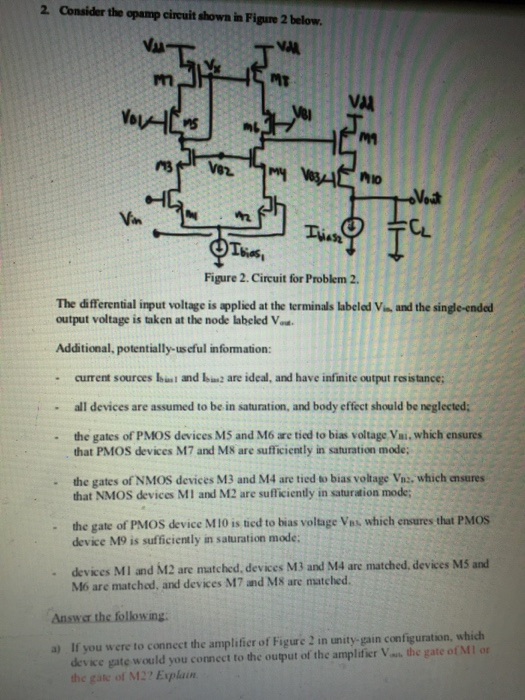 2. Consider the opamp circuit shown in Figure 2 | Chegg.com