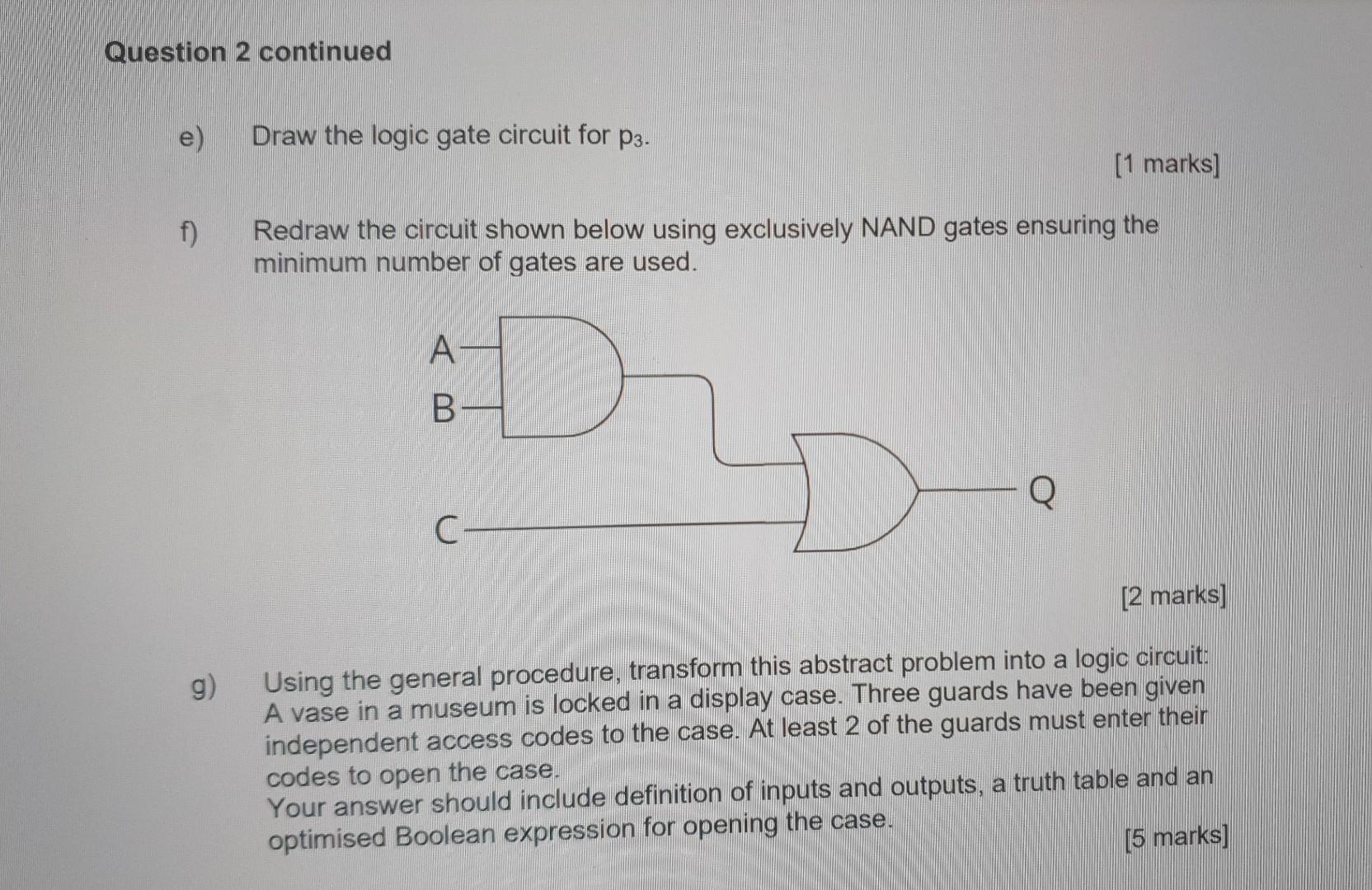 Solved Question 2 continued e) Draw the logic gate circuit | Chegg.com