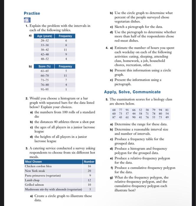 Practise b) Use the circle graph to determine what A | Chegg.com