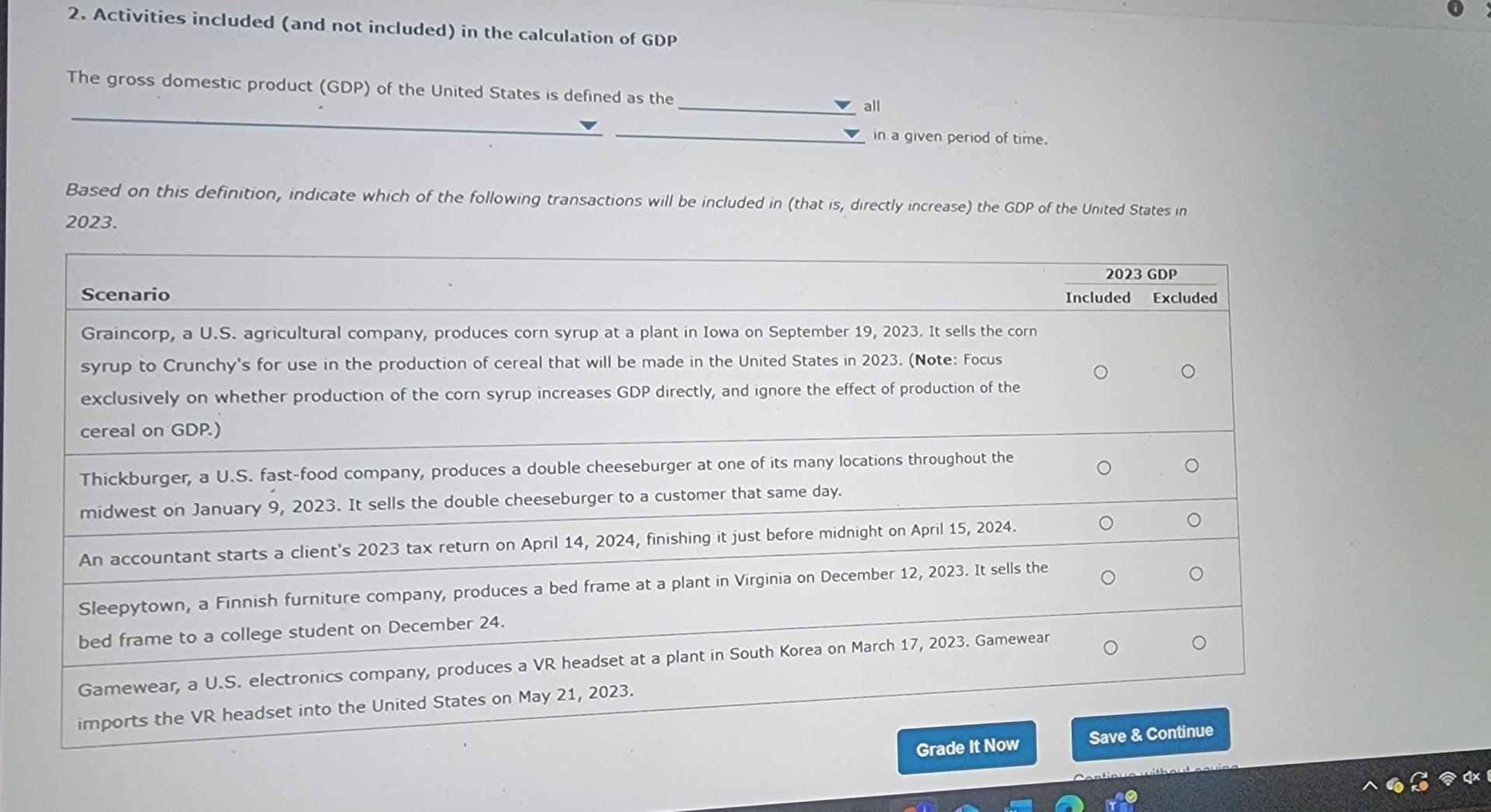 Solved 2. Activities included (and not included) in the | Chegg.com