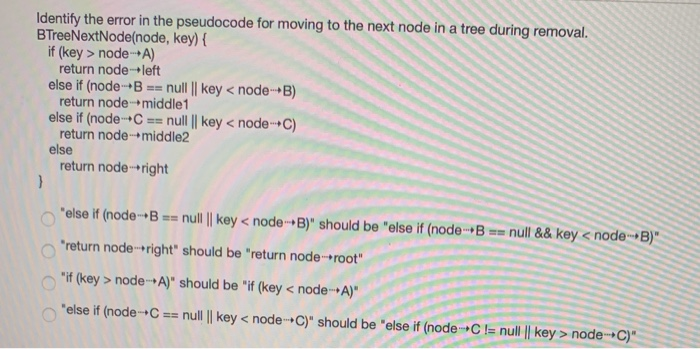 Solved Identify the error in the pseudocode for moving to | Chegg.com