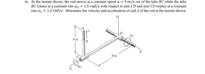 Solved 6) At the instant shown, the rod moves at a constant | Chegg.com