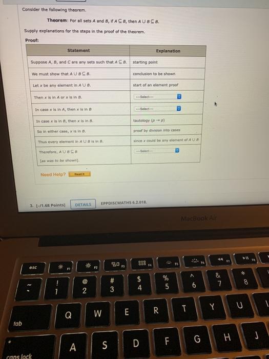 Solved Consider The Following Theorem. Theorem: For All Sets | Chegg.com