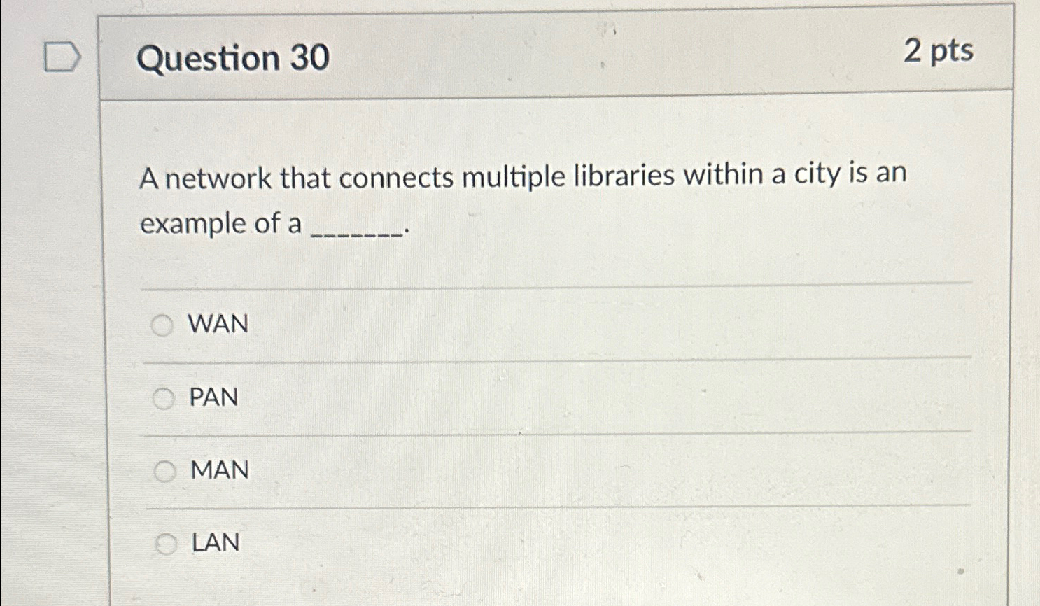 Solved Question 302ptsA network that connects multiple | Chegg.com