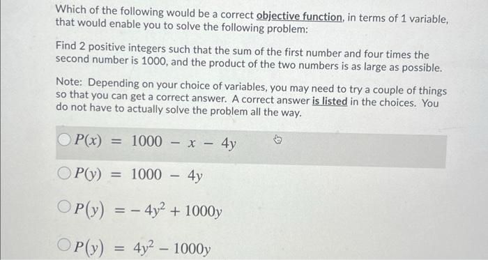 Solved Which of the following would be a correct objective | Chegg.com