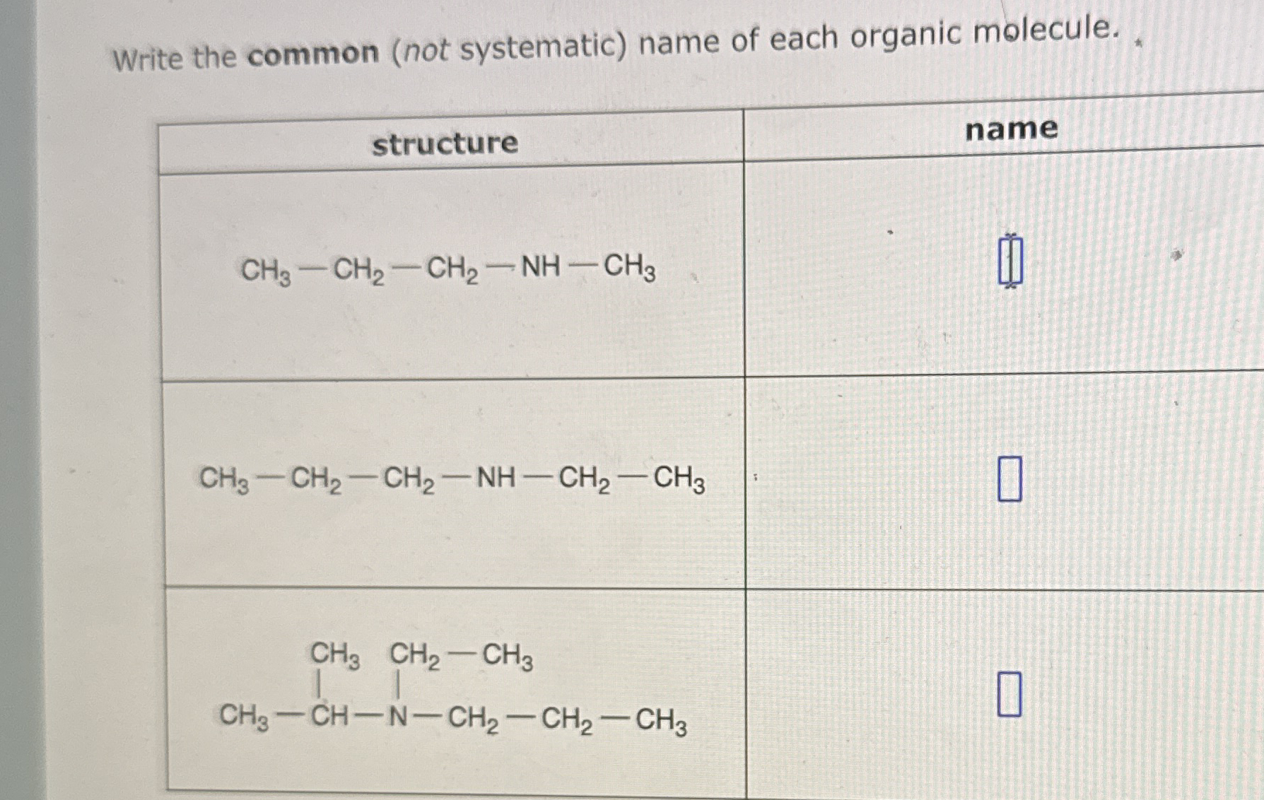 Write the common (not systematic) ﻿name of each | Chegg.com