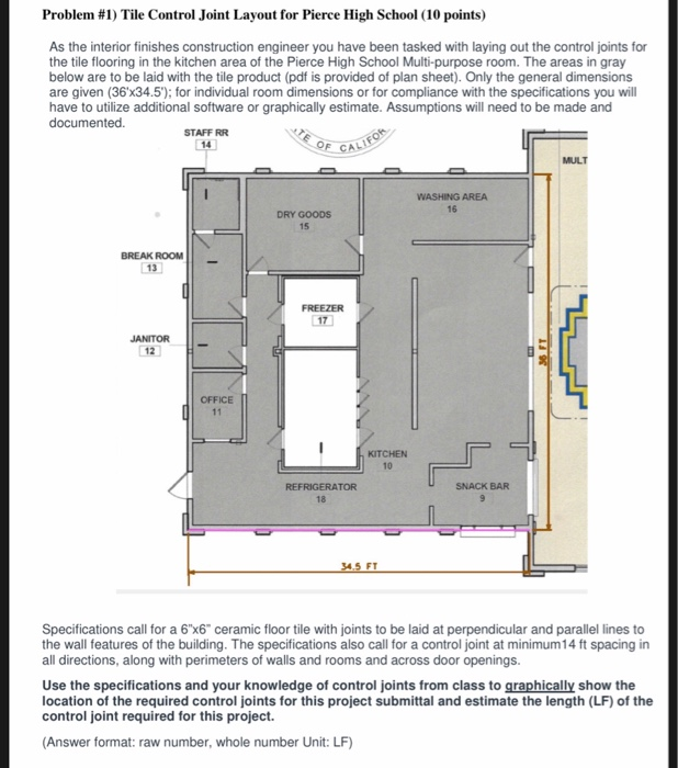 Problem 1 Tile Control Joint Layout For Pierce H Chegg Com