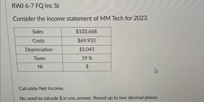 Solved Consider the income statement of MM Tech for 2023. | Chegg.com