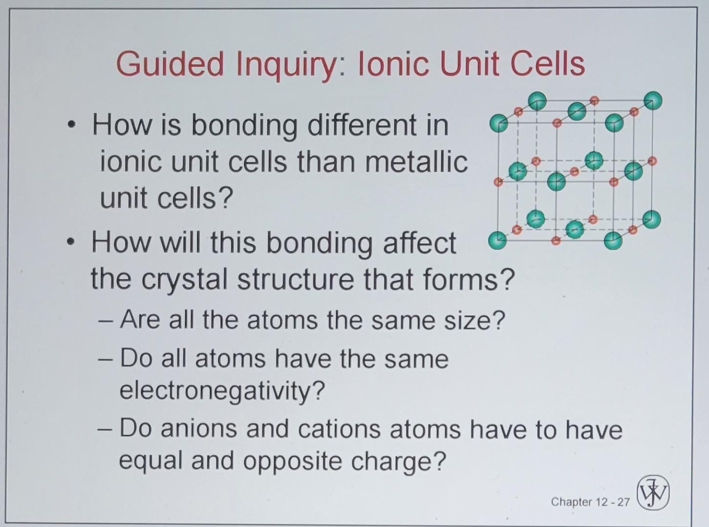 Solved Guided Inquiry: Ionic Unit Cells - How Is Bonding | Chegg.com