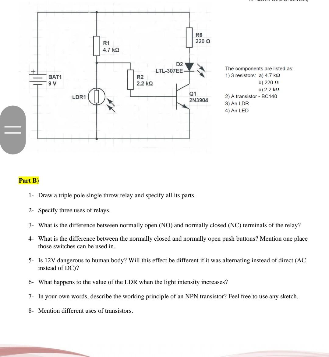 Solved Task (1) Exploring Electricity And Electronics: Part | Chegg.com