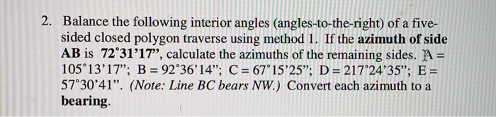 Solved 2 Balance The Following Interior Angles Angles T