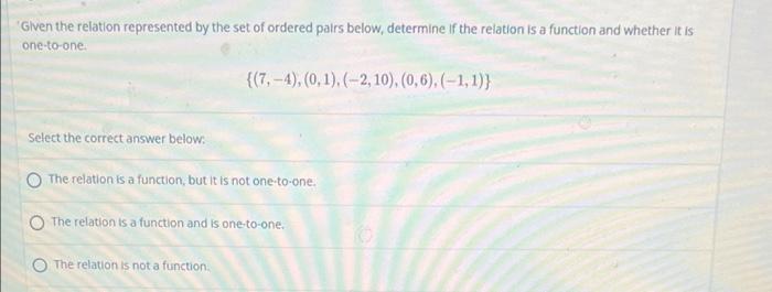 Solved Given the relation represented by the set of ordered | Chegg.com