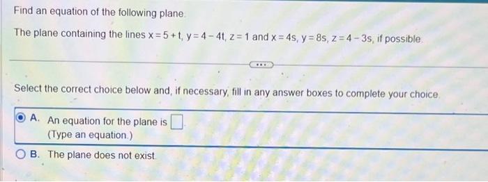 Solved Find an equation of the following plane. The plane | Chegg.com