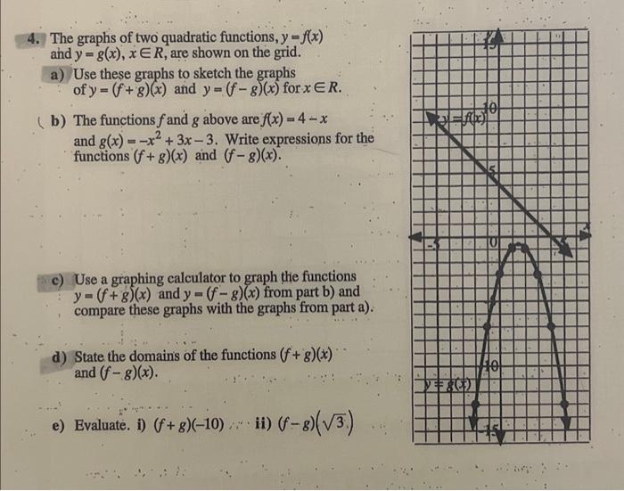 Solved 4. The graphs of two quadratic functions, y=f(x) and | Chegg.com