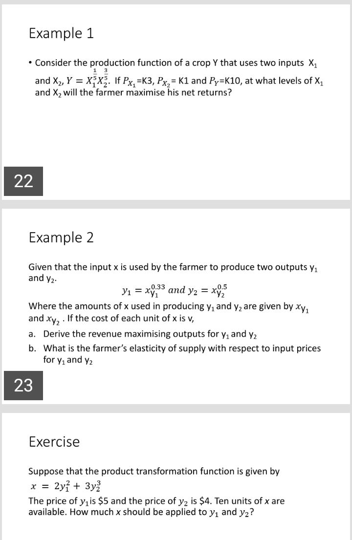 Solved Example 1 • Consider the production function of a | Chegg.com