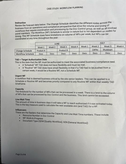 CASE STUDY: WORKFLOW PLANNING Instruction Review the | Chegg.com