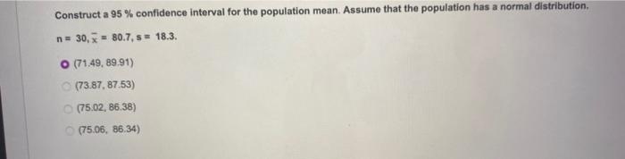 Solved Construct a 95% confidence interval for the | Chegg.com