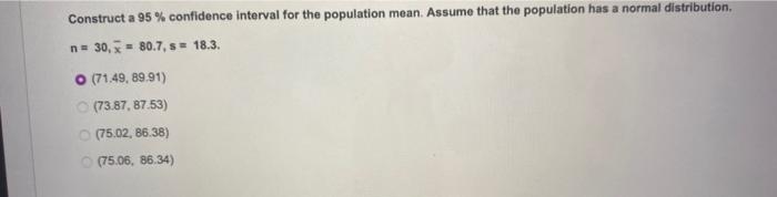 Solved Construct A 95% Confidence Interval For The | Chegg.com