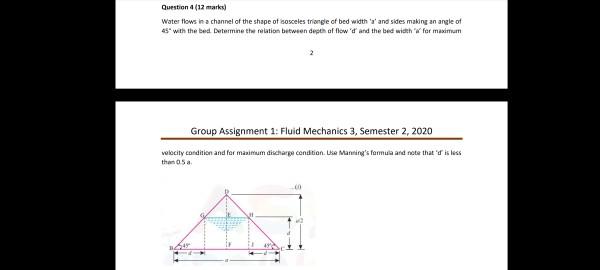 Solved Question 1 (11 marks) An open channel has a | Chegg.com