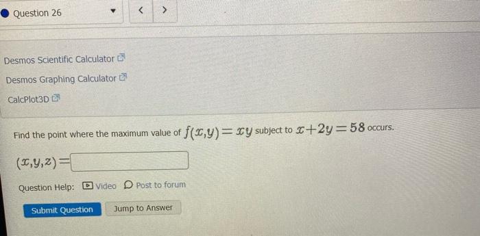 Solved Question 26 Desmos Scientific Calculator Desmos | Chegg.com