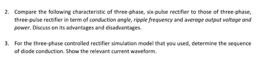 Solved Question 1 - Three-phase diode rectifier Three-phase | Chegg.com