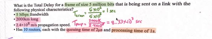 Solved What is the Total Delay for a frame of size 5 million | Chegg.com