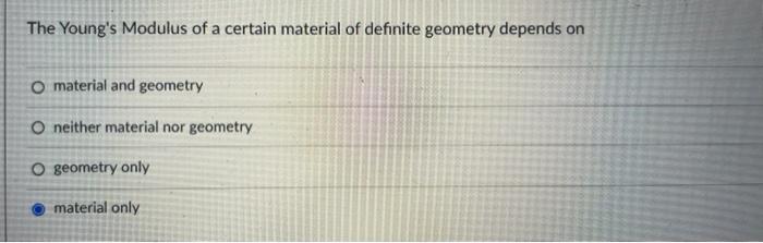 Solved The Young's Modulus of a certain material of definite | Chegg.com