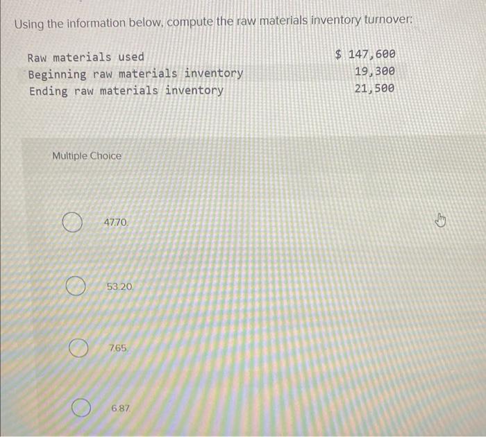 Solved Using the information below, compute the raw