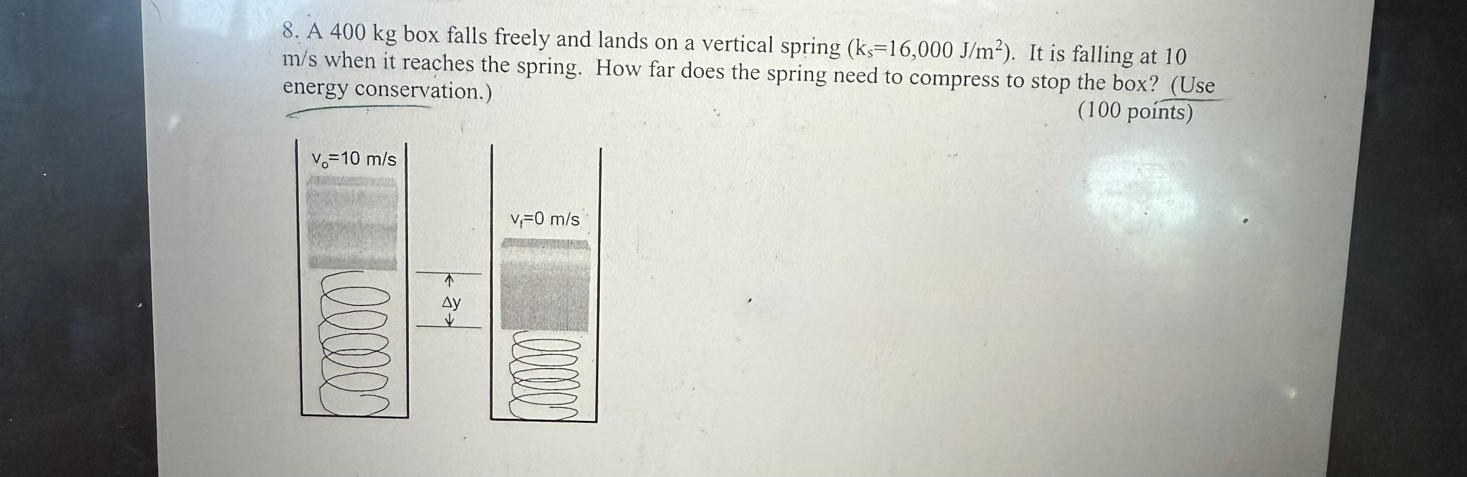 Free Falling Box Examples Solved a 400kg box falls freely and lands on a vertical | Chegg.com