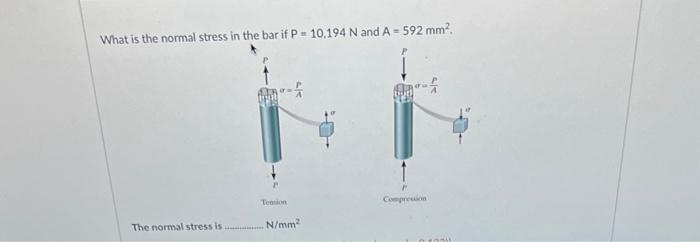 Solved What is the normal stress in the bar if P=10,194 N | Chegg.com