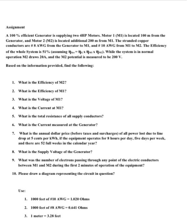 Solved Assignment A 100 efficient Generator is supplying