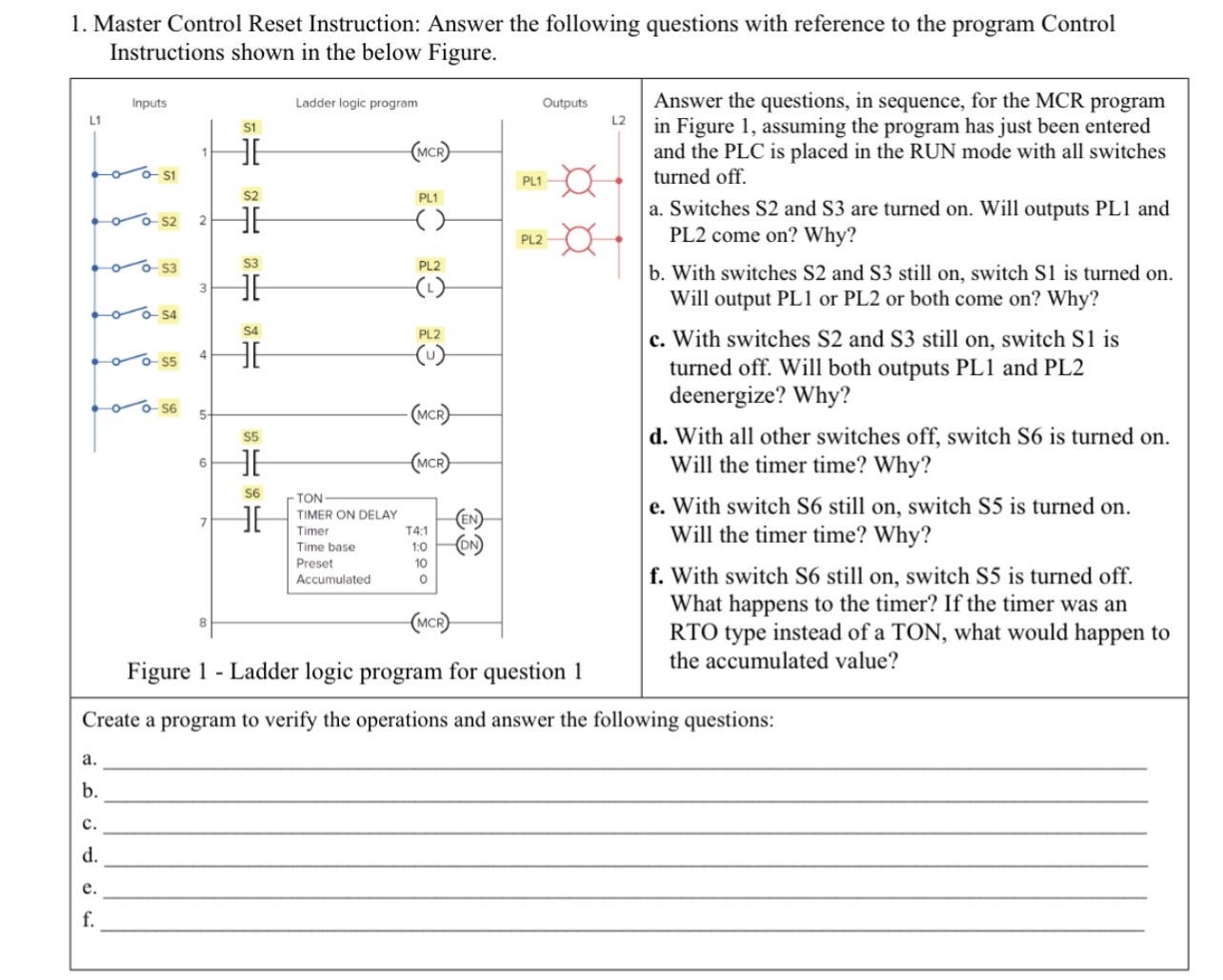 Solved Master Control Reset Instruction: Answer the | Chegg.com