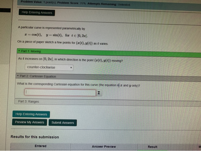 Solved Problem Value 1 point(s). Problem Score: 25%. | Chegg.com