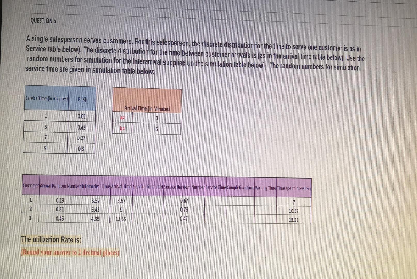 Solved QUESTION 5 A Single Salesperson Serves Customers For Chegg