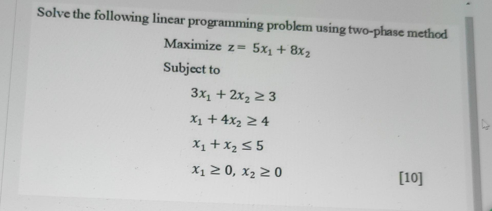 Solved Solve the following linear programming problem using | Chegg.com