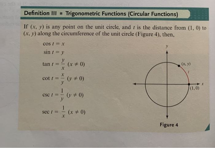 Solved The textbook defines the trigonometry functions three | Chegg.com