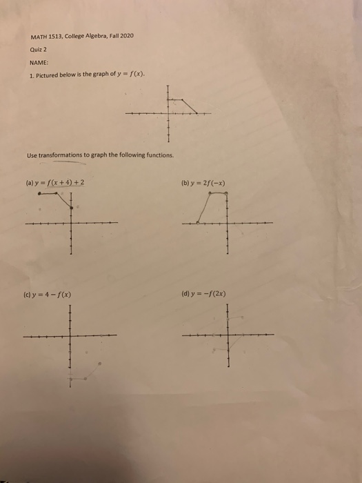 Solved MATH 1513, College Algebra, Fall 2020 Quiz 2 NAME: 1. | Chegg.com