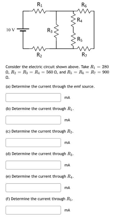 Solved R1 R6 R4 10 V R3 I RS R2 R7 Consider the electric | Chegg.com